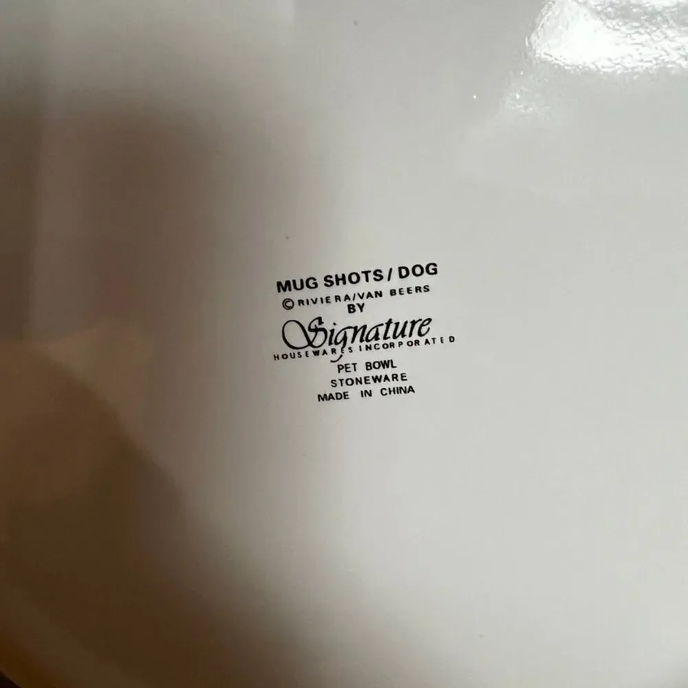 Riviera/Van Beers Dog food or water bowl. “WANTED” stoneware